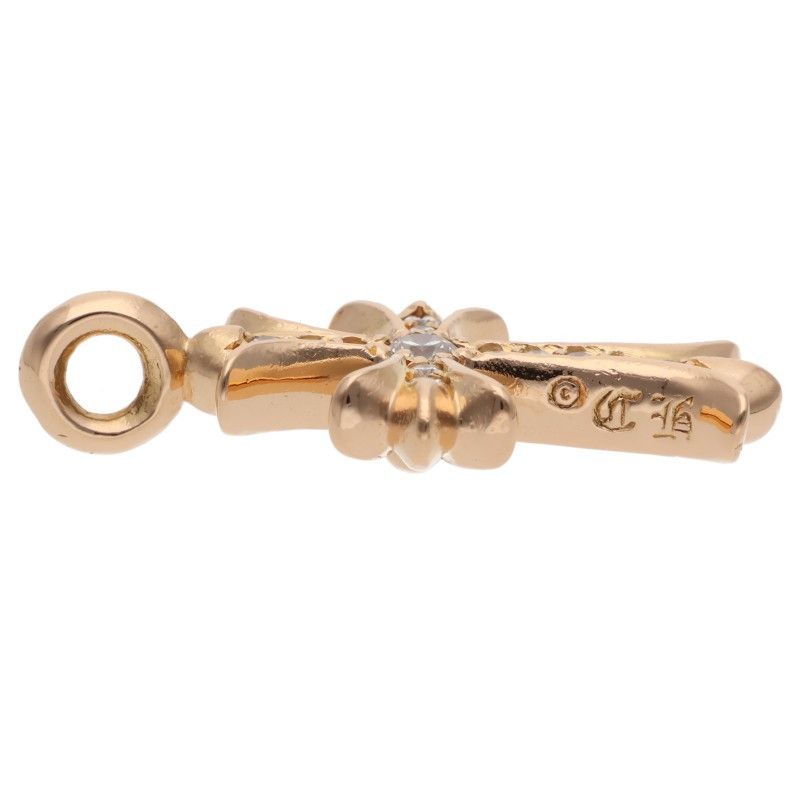 Chrome Hearts 22k Tny Crsf P Dmnd Tiny Fat Cross Pave Diamond Pendant Gold — view 3