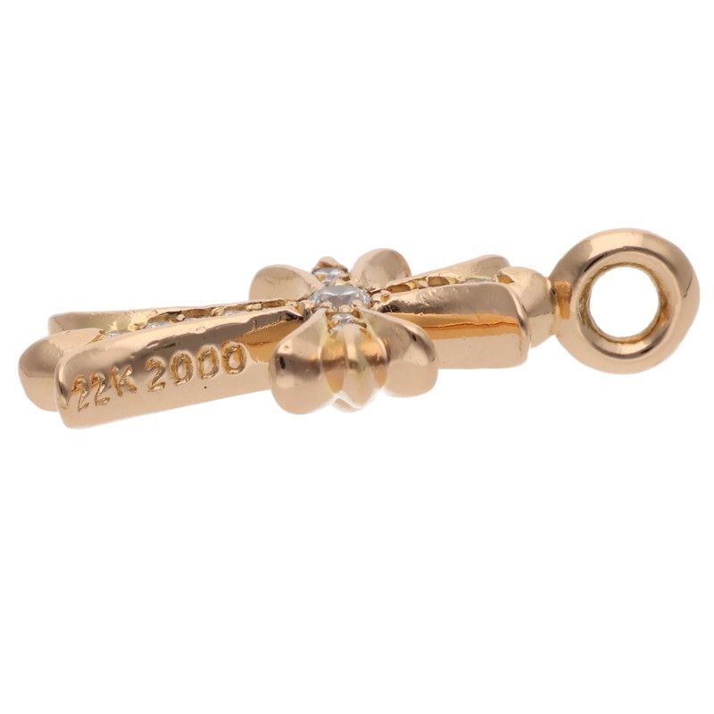 Chrome Hearts 22k Tny Crsf P Dmnd Tiny Fat Cross Pave Diamond Pendant Gold — view 4