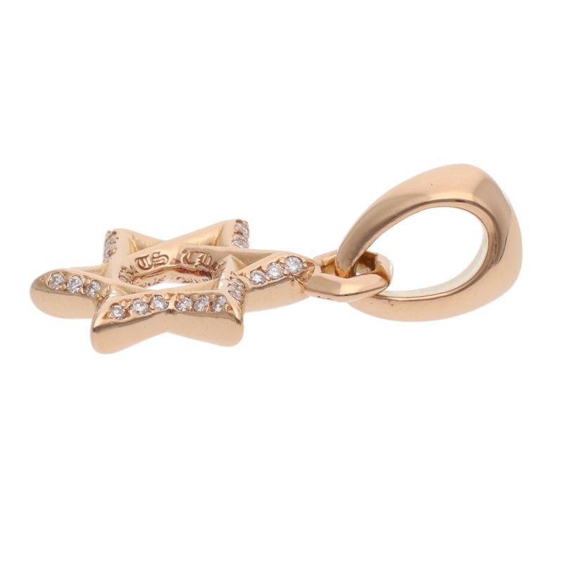 Chrome Hearts 22k Str of David PD Star of Charm Pave Diamond Gold Pendant — view 5