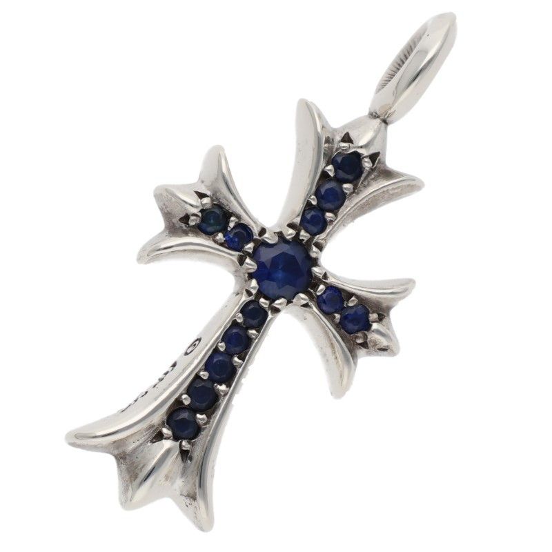 Chrome Hearts Tny Crsf P Sap Tiny Fat Cross Pave Saffiano Pendant Silver