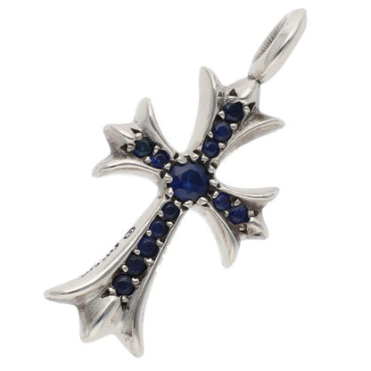 Chrome Hearts Tny Crsf P Sap Tiny Fat Cross Pave Saffiano Pendant Silver