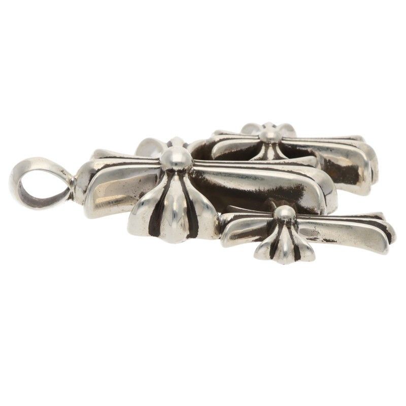 Chrome Hearts 3 CH Crs Sml Triple CH Cross Small Silver Pendant — view 4