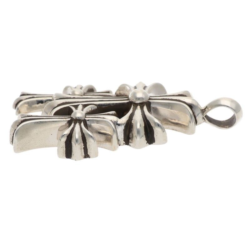 Chrome Hearts 3 CH Crs Sml Triple CH Cross Small Silver Pendant — view 5