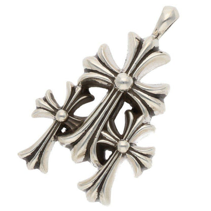 Chrome Hearts 3 CH Crs Sml Triple CH Cross Small Silver Pendant