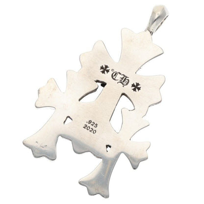 Chrome Hearts 3 CH Crs Sml Triple CH Cross Small Silver Pendant — view 2