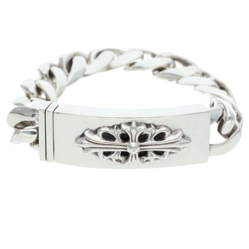Chrome Hearts ID Floral Crs Cross ID Classic Silver Bracelet