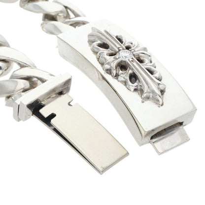 Chrome Hearts ID Flrl Crs Dia Floral ID Classic Link Silver Bracelet — view 4