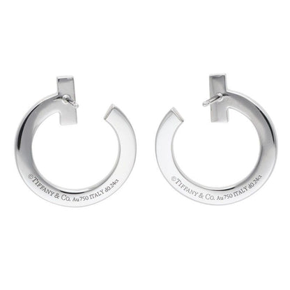 Tiffany & Co T One Open Hoop 18k White Gold Pave Diamond Earrings — view 3