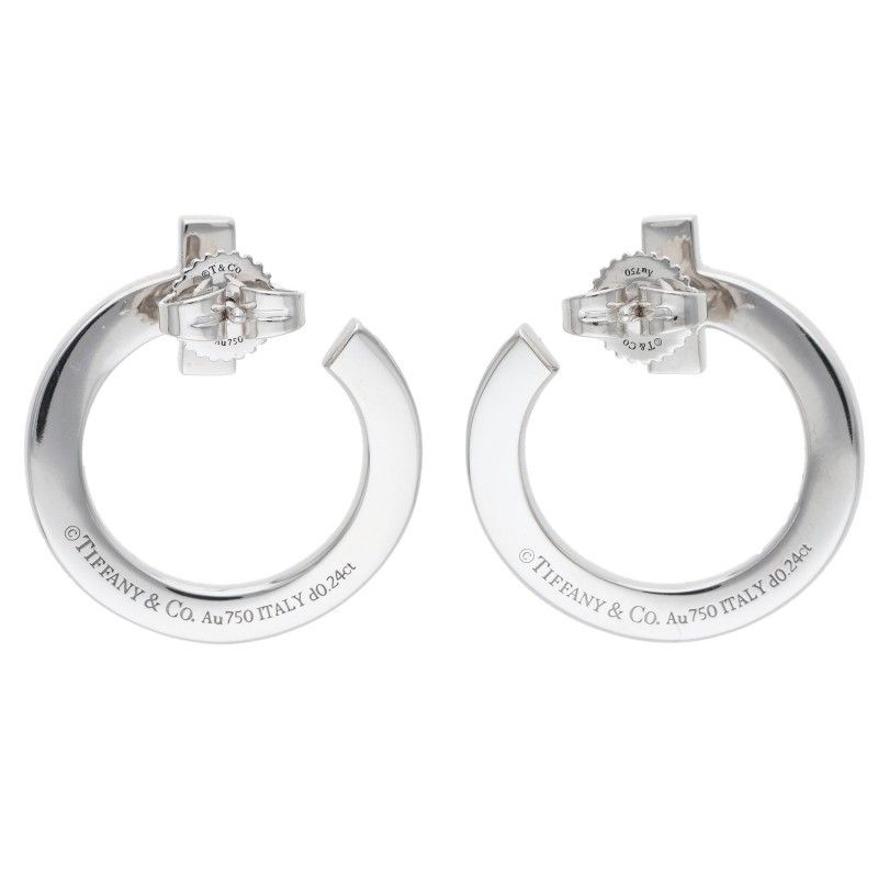 Tiffany & Co T One Open Hoop 18k White Gold Pave Diamond Earrings — view 2