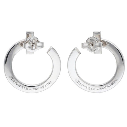Tiffany & Co T One Open Hoop 18k White Gold Pave Diamond Earrings — view 2