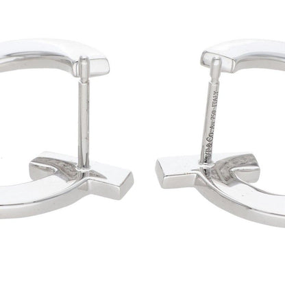 Tiffany & Co T One Open Hoop 18k White Gold Pave Diamond Earrings — view 4