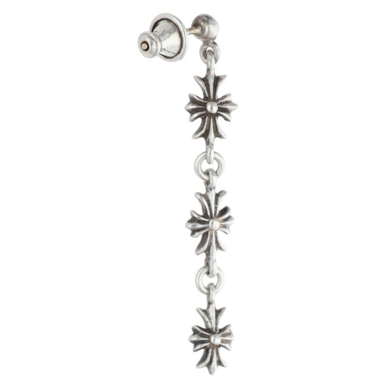 Chrome Hearts Tiny CH Pls 3 Ech Plus 3 Drop Silver Earrings — view 2
