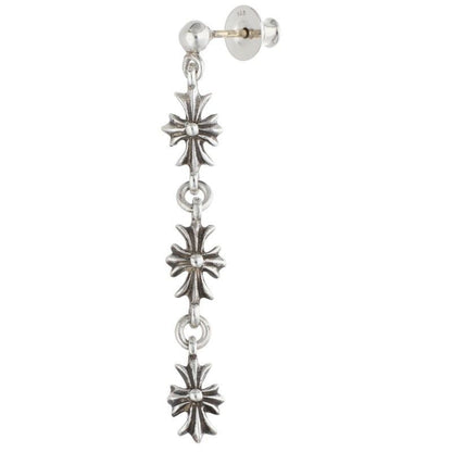 Chrome Hearts Tiny CH Pls 3 Ech Plus 3 Drop Silver Earrings