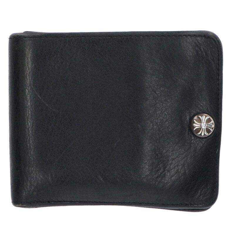 Chrome Hearts 1 Snap Cross Button Leather Wallet
