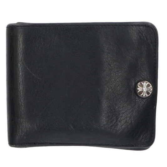 Chrome Hearts 1 Snap Cross Button Leather Wallet