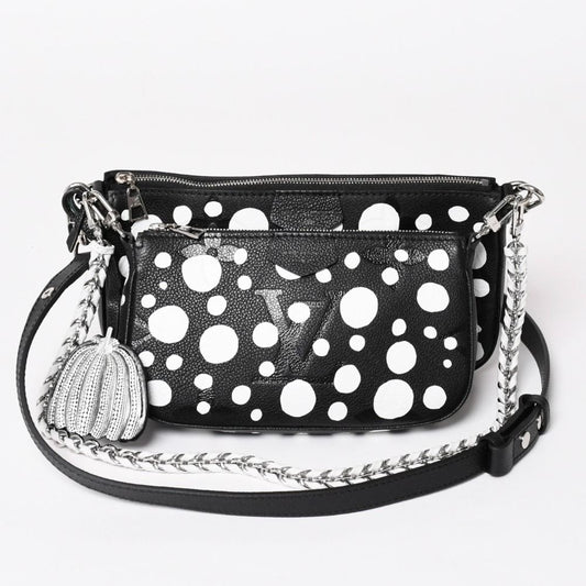 Louis Vuitton Multi Pochette Accessoires Shoulder Bag Black Silver Yayoi Kusama