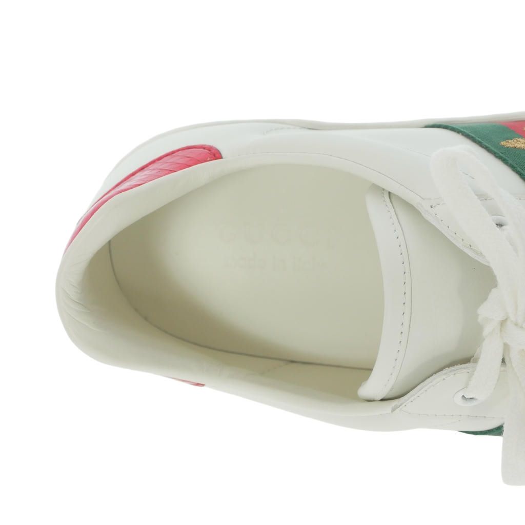 Gucci Hachi Embroidery Low Top Leather Sneakers 8 White — view 8