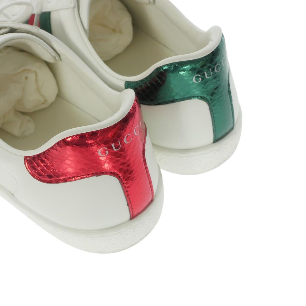 Gucci Hachi Embroidery Low Top Leather Sneakers 8 White — view 6