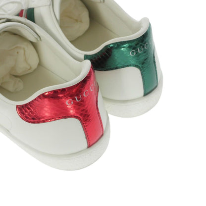 Gucci Hachi Embroidery Low Top Leather Sneakers 8 White — view 6