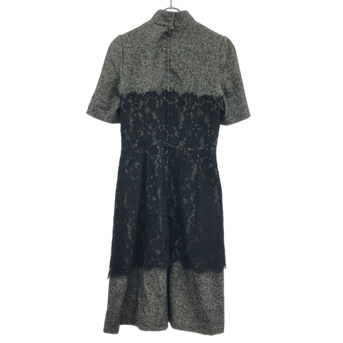 Dolce & Gabbana les Calf Ear Doll Tweed High Neck Dress Gray 40 — view 2