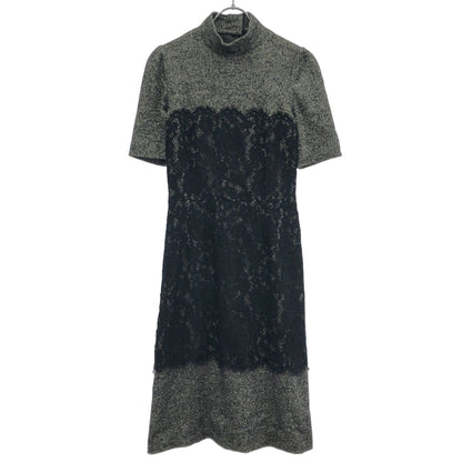 Dolce & Gabbana les Calf Ear Doll Tweed High Neck Dress Gray 40
