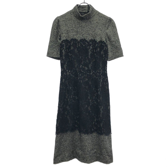 Dolce & Gabbana les Calf Ear Doll Tweed High Neck Dress Gray 40