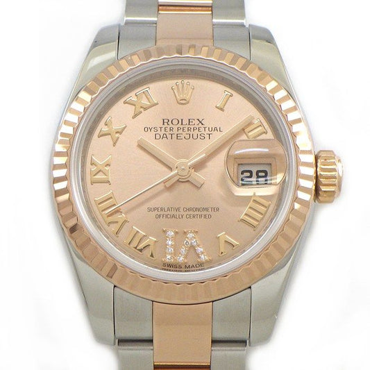 Rolex Watch Datejust Date Roule Sunray Pink Dial VI Diamond Roman Index 18k