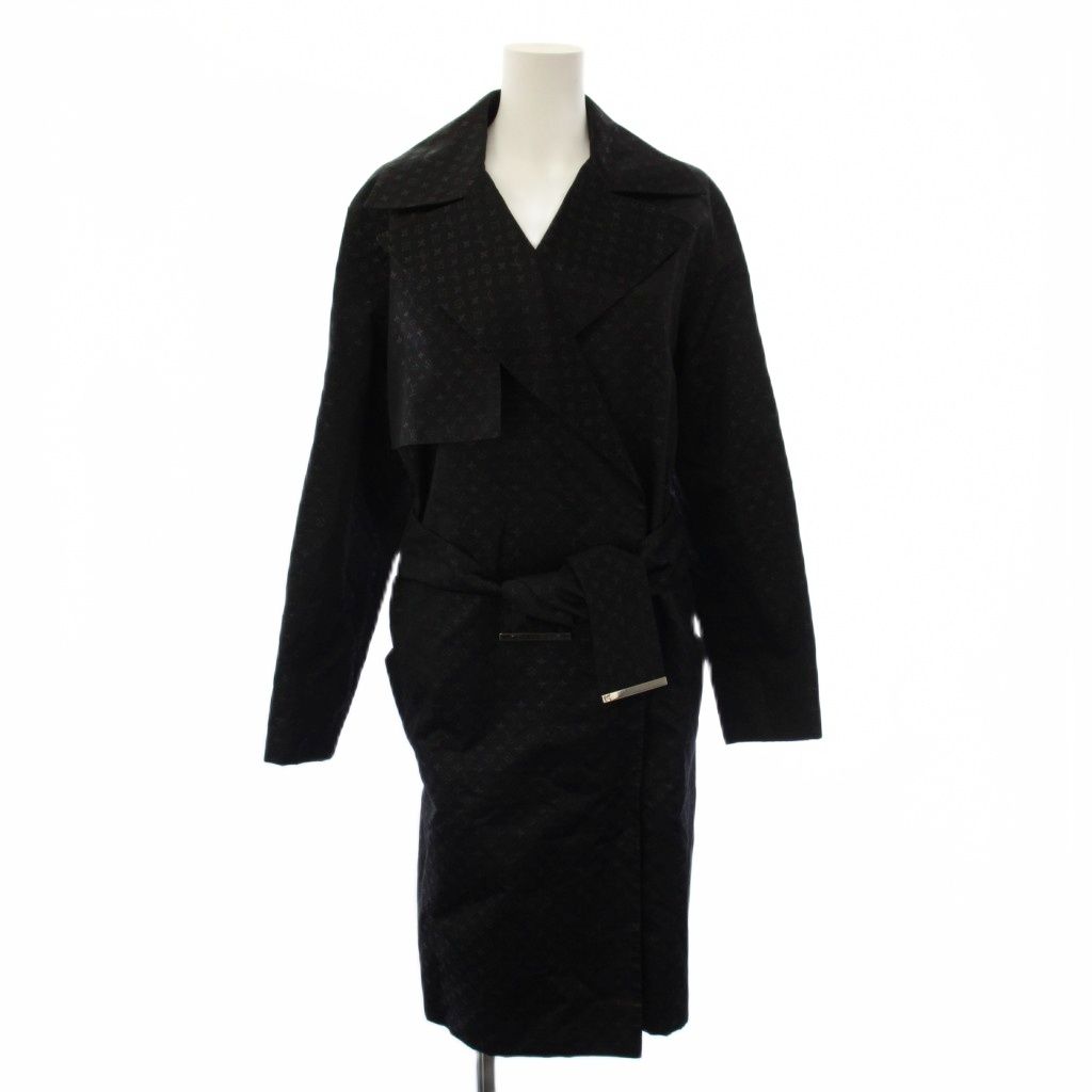 Louis Vuitton Monogram Metallic Trench Coat Long 38 Black