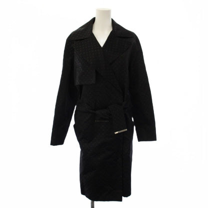 Louis Vuitton Monogram Metallic Trench Coat Long 38 Black
