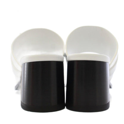 Hermes Glenan Sandals Square Toe Chunky Heels Leather 35 White BB — view 3
