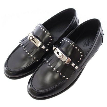 Hermes Destin Loafers Ro Heels Fringe Studs Decoration 34 Black BB