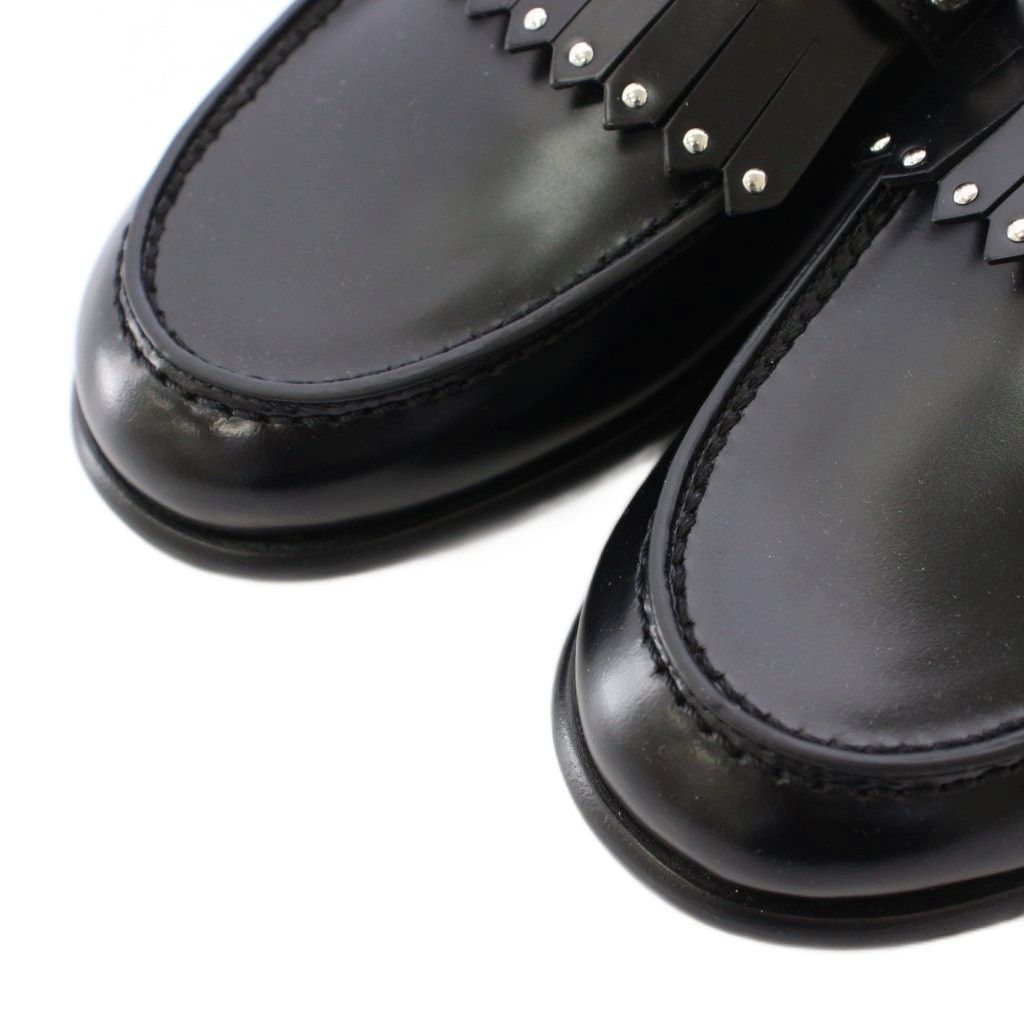 Hermes Destin Loafers Ro Heels Fringe Studs Decoration 34 Black BB — view 4