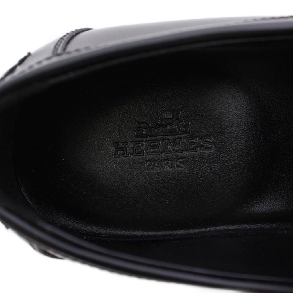 Hermes Destin Loafers Ro Heels Fringe Studs Decoration 34 Black BB — view 7