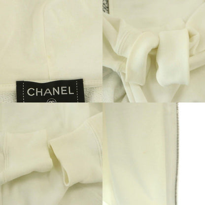 Chanel Coco Graffiti Logo Zip Up Hoodie Cotton XS White — view 6
