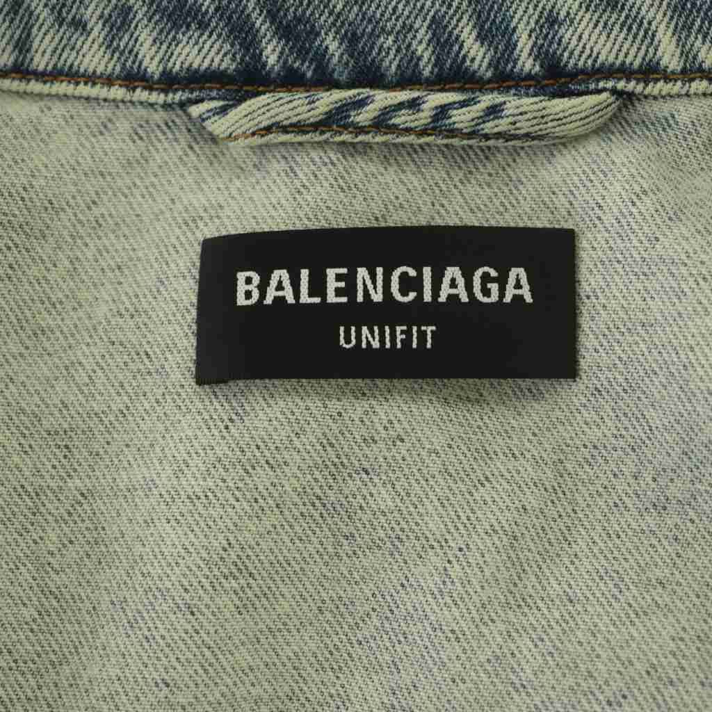 Balenciaga Twisted Sleeve Distressed Denim Jacket Cotton XS Light Blue NR — view 6