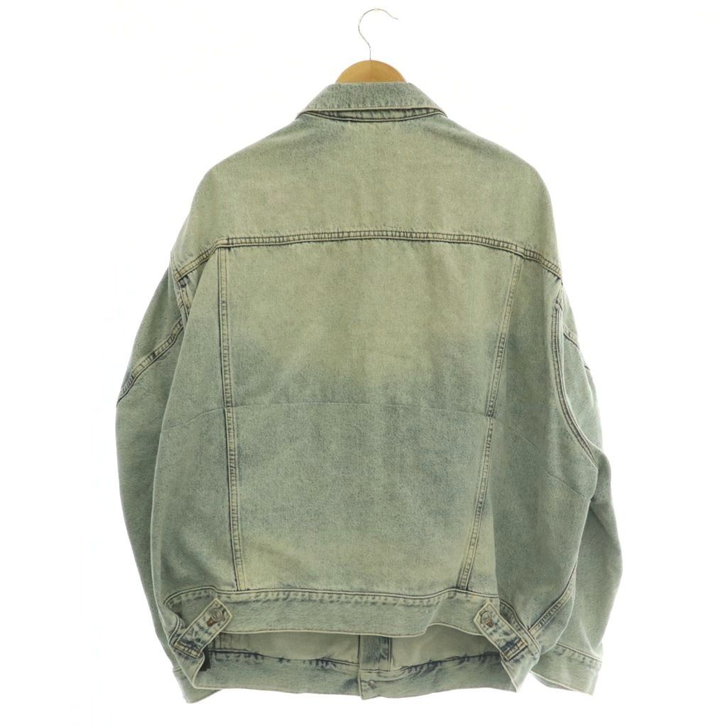 Balenciaga Twisted Sleeve Distressed Denim Jacket Cotton XS Light Blue NR — view 2