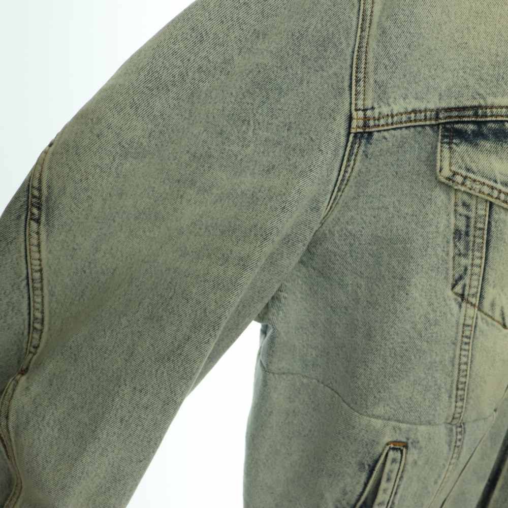 Balenciaga Twisted Sleeve Distressed Denim Jacket Cotton XS Light Blue NR — view 5
