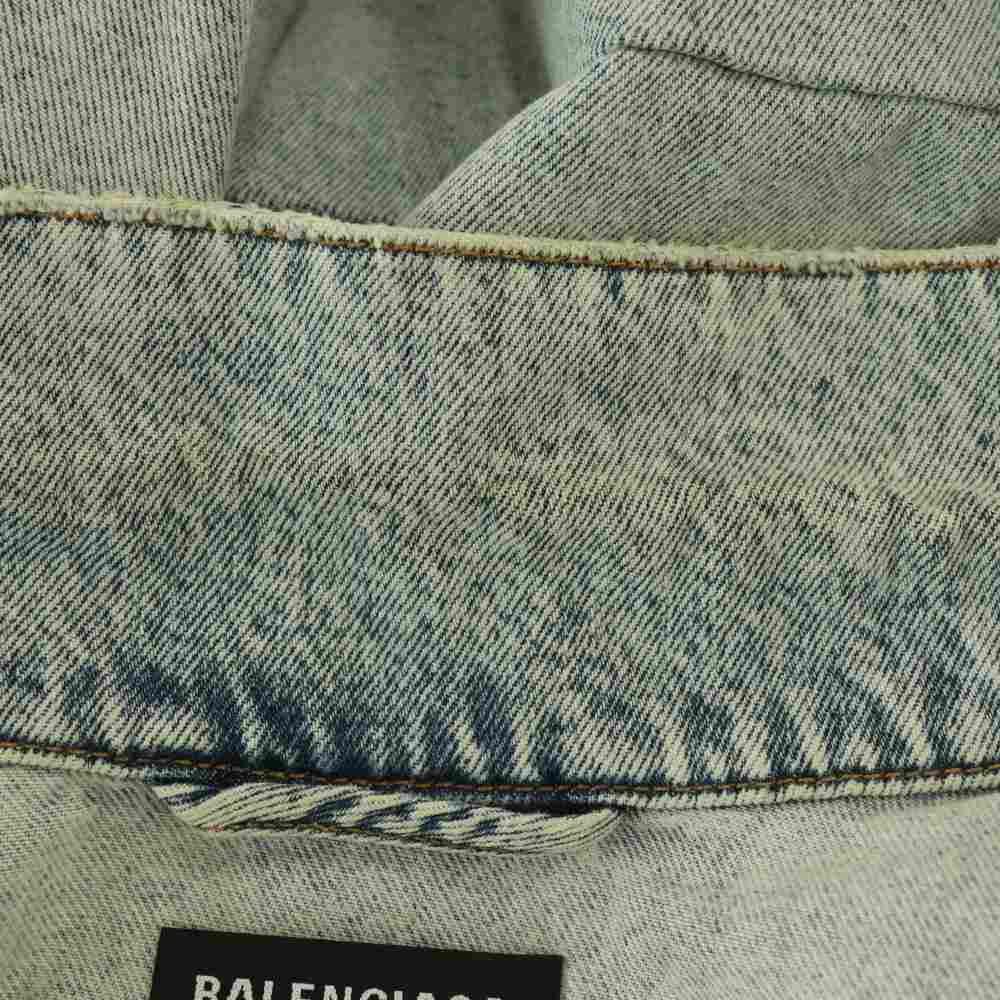 Balenciaga Twisted Sleeve Distressed Denim Jacket Cotton XS Light Blue NR — view 7