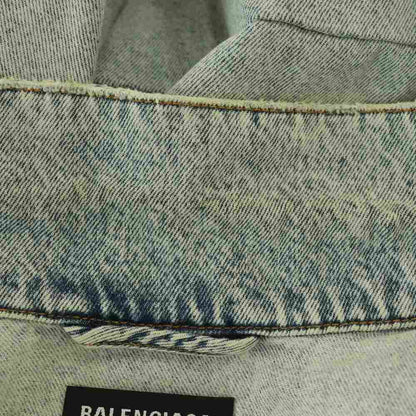 Balenciaga Twisted Sleeve Distressed Denim Jacket Cotton XS Light Blue NR — view 7