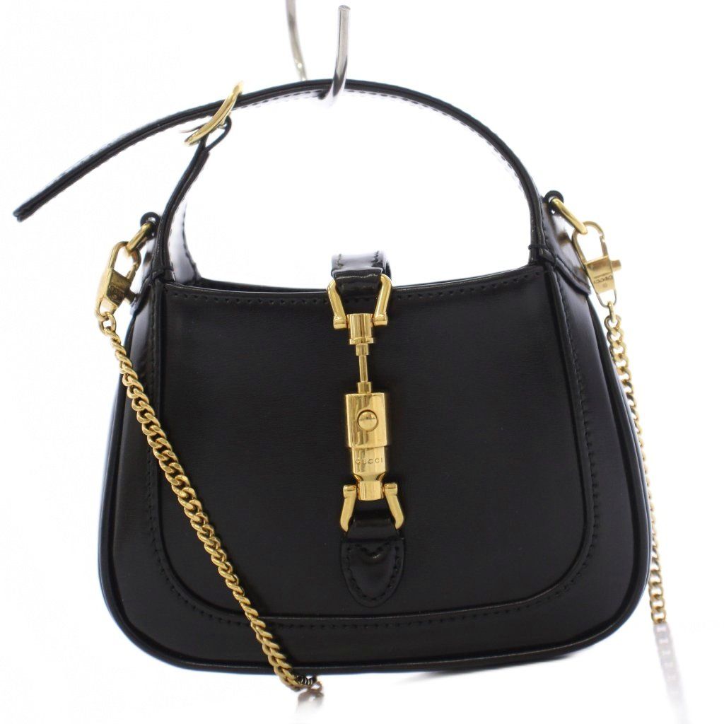 Gucci Jackie Nano Bag 2-Way Hand One Handle Shoulder Chain Leather Bicolor