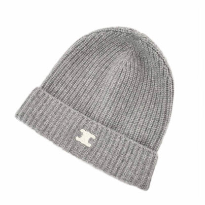 Celine Triomphe Heritage Cashmere Knit Hat Beanie TU Gray — view 5