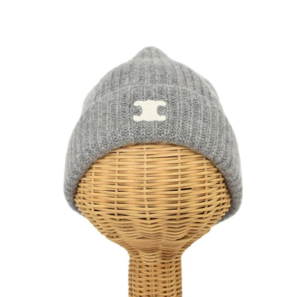 Celine Triomphe Heritage Cashmere Knit Hat Beanie TU Gray — view 2