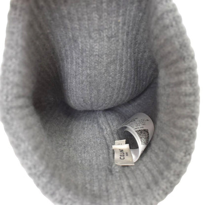 Celine Triomphe Heritage Cashmere Knit Hat Beanie TU Gray — view 6
