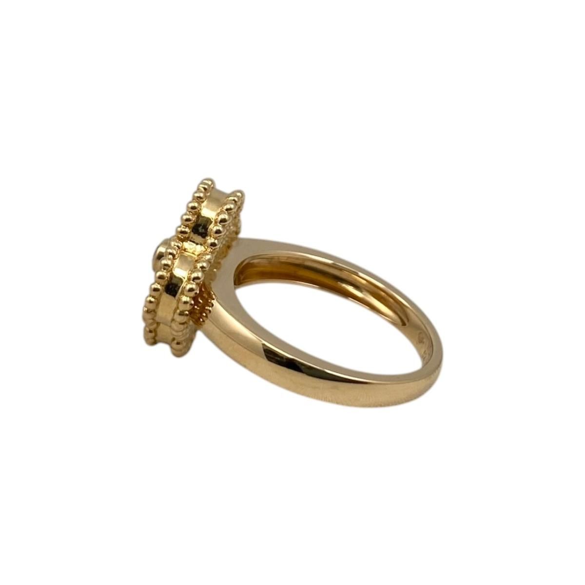 Van Cleef & Arpels Ring Vintage Alhambra 52 Yellow Gold Malachite Diamond Green — view 3