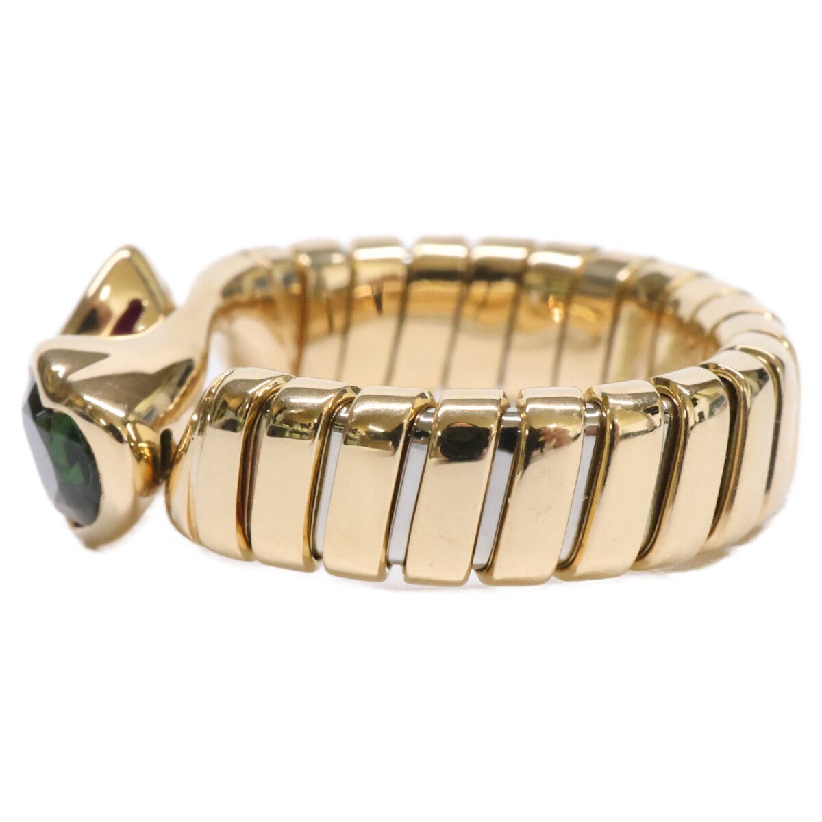 Bvlgari Polished Tubogas Heart Pink Tourmaline Peridot No 10 Ring — view 2