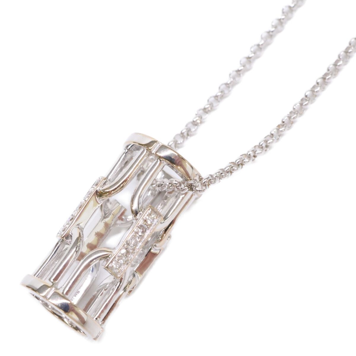 Celine Polished 750 Pave Diamond Vintage Necklace