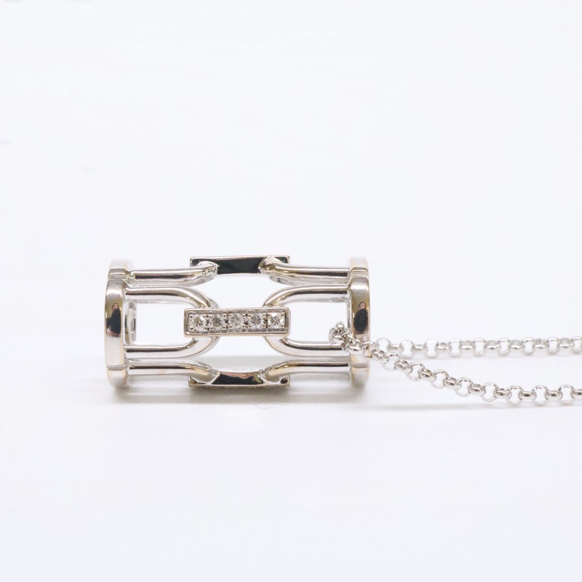 Celine Polished 750 Pave Diamond Vintage Necklace — view 3