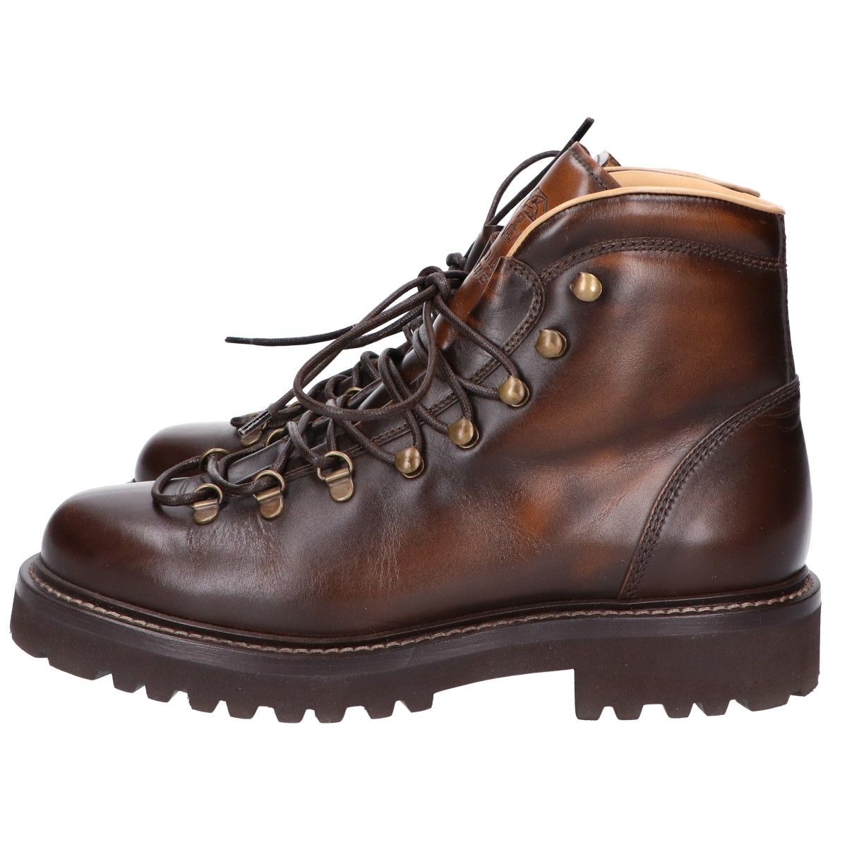 Brunello Cucinelli Brown Cafe Calfskin Lace Up Mountain Boots — view 2
