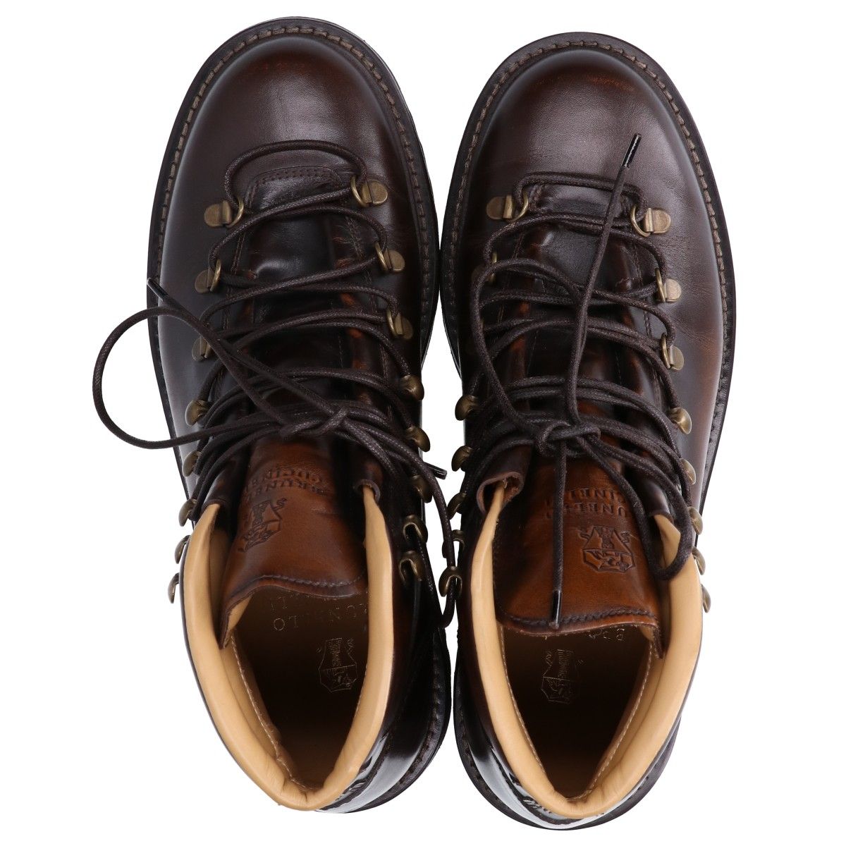 Brunello Cucinelli Brown Cafe Calfskin Lace Up Mountain Boots — view 5