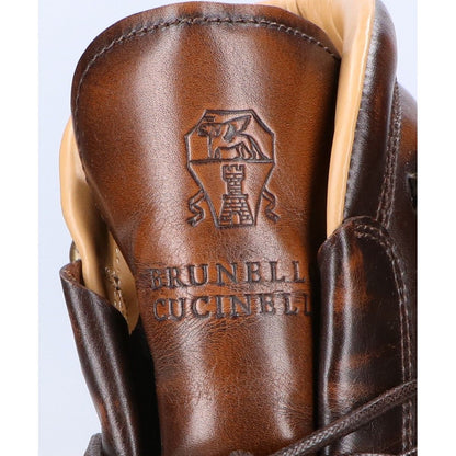 Brunello Cucinelli Brown Cafe Calfskin Lace Up Mountain Boots — view 8